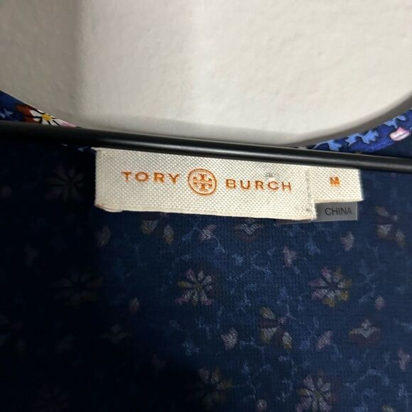 Tory Burch Sydney Dress in Blue Wild Pansy Floral Print - Picture 7 of 9